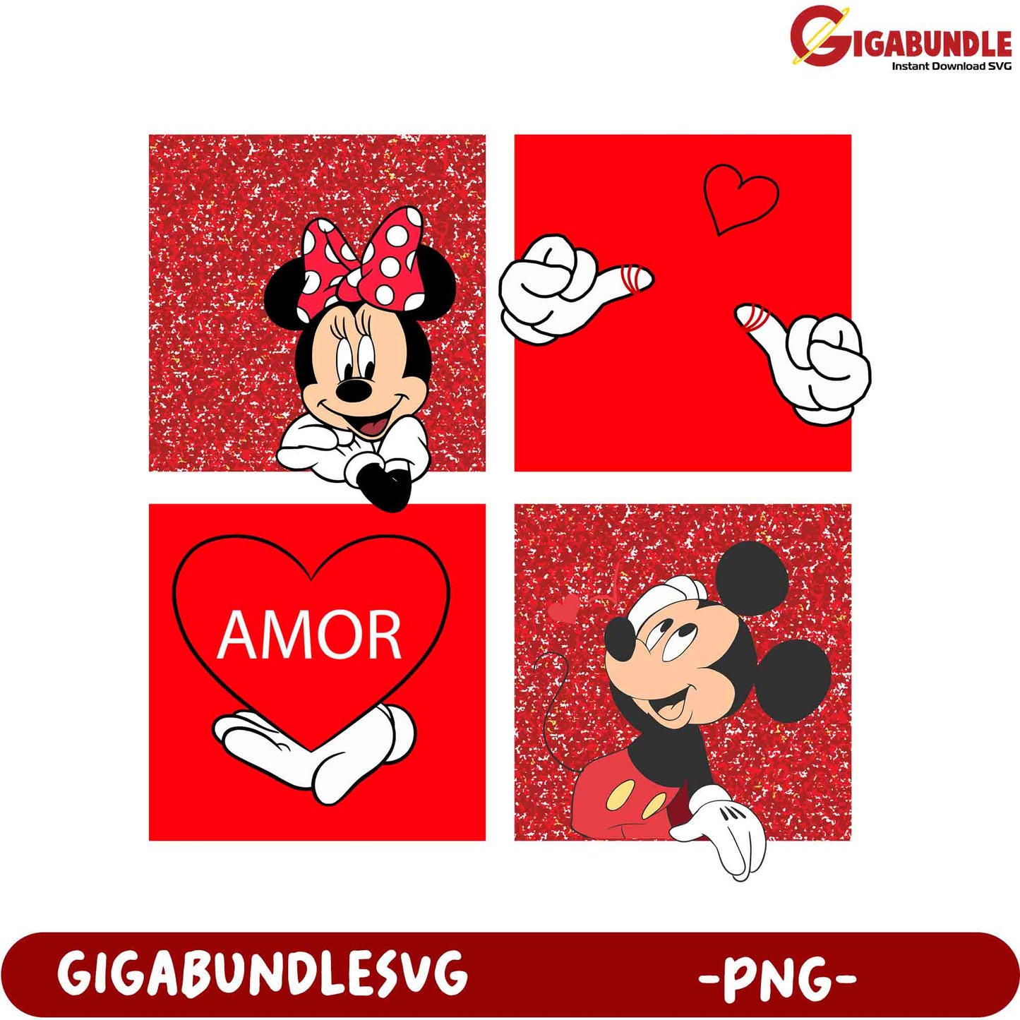 Adorable Mickey and Minnie Valentine PNG Design for Love Themes