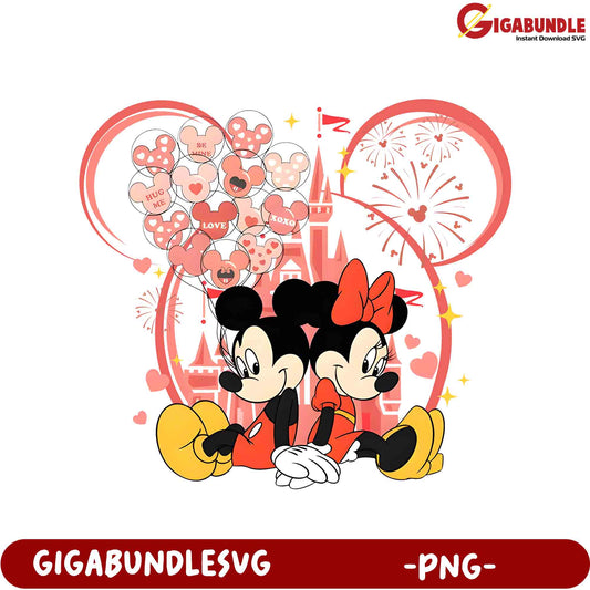 Adorable Mickey and Minnie Valentine's Day PNG Graphic Design