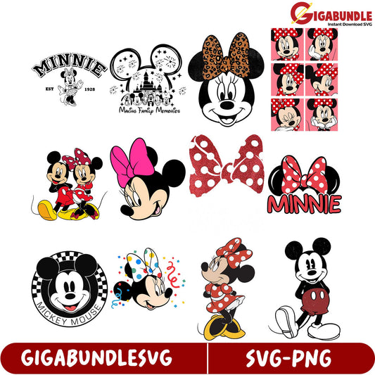 Adorable Minnie & Mickey Mouse SVG Bundle for Creative Projects