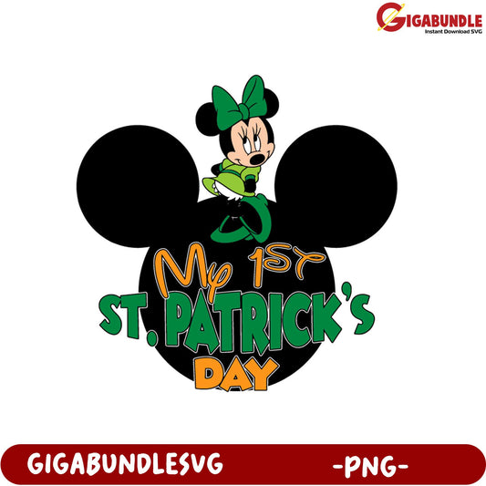 Adorable My 1st St. Patrick's Day PNG with Minnie Mouse Design