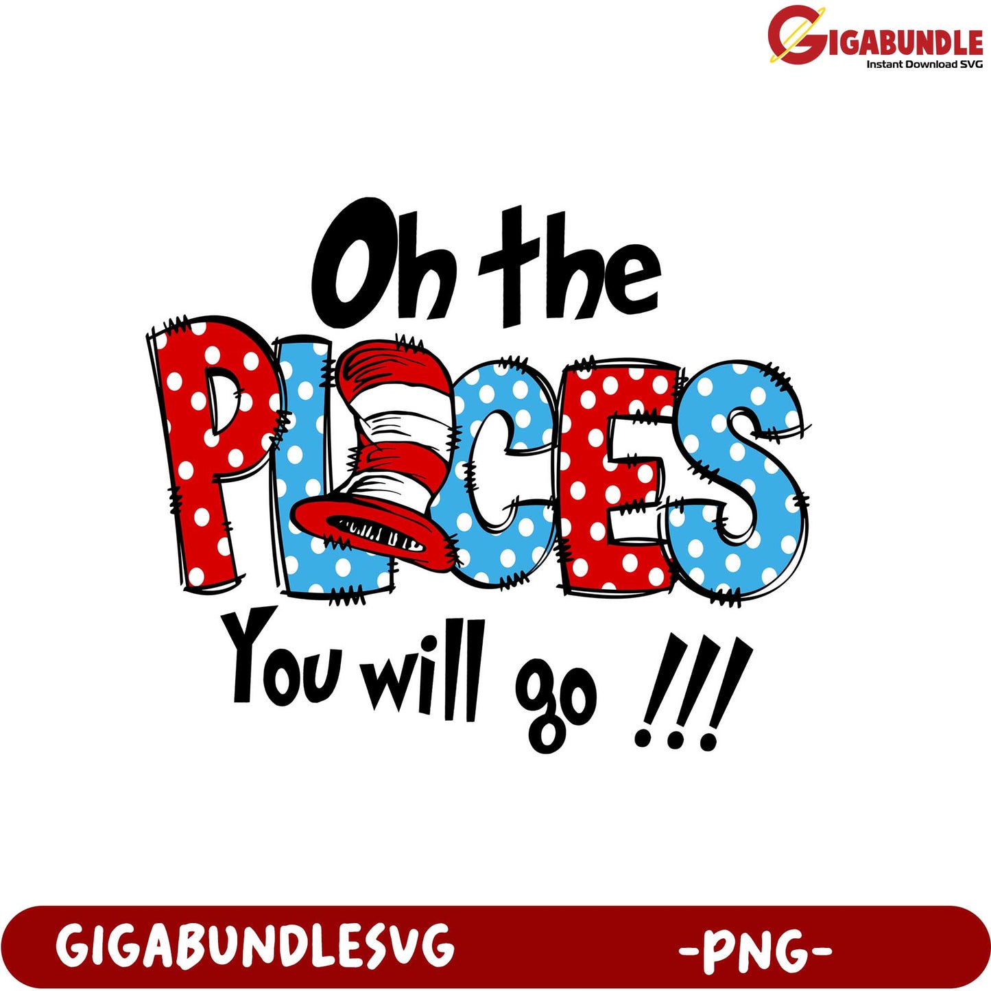 Adorable Oh the Places You Will Go PNG Design for Kids' Projects