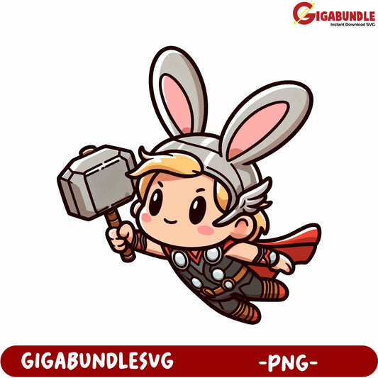 Adorable Rabbit Eared Hero Character PNG Download for Crafts