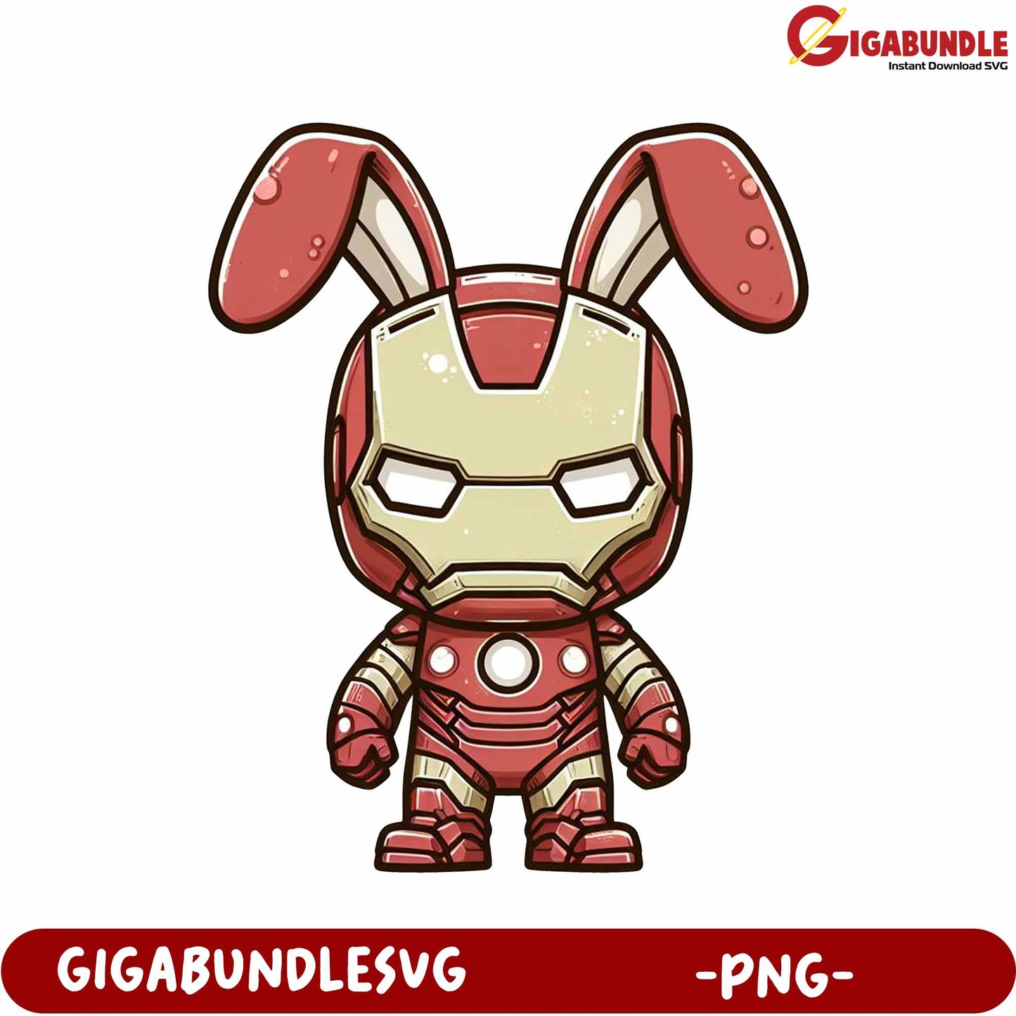 Adorable Rabbit Iron Man Cartoon PNG for Unique Designs