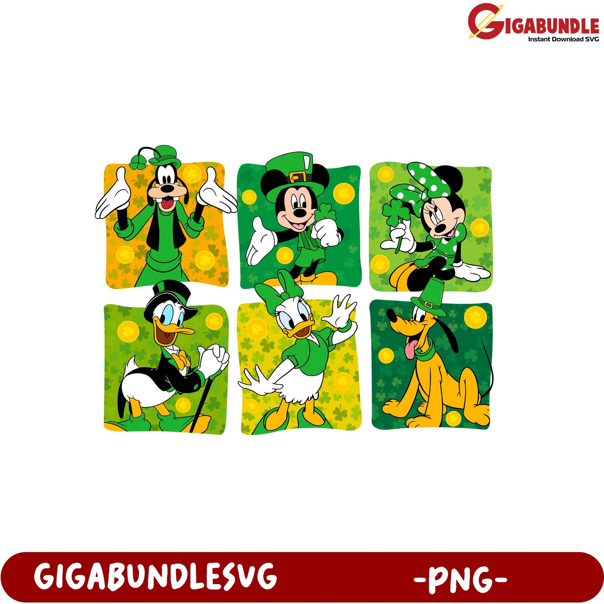 Adorable St. Patrick’s Day Disney Character PNG Bundle - Fun Art