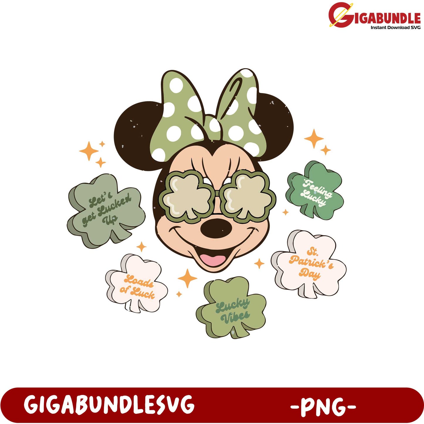 Adorable St. Patrick's Day Minnie Mouse PNG with Lucky Vibes