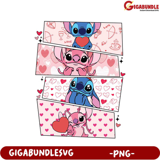 Adorable Stitch and Angel Love-Themed PNG Art for Downloads