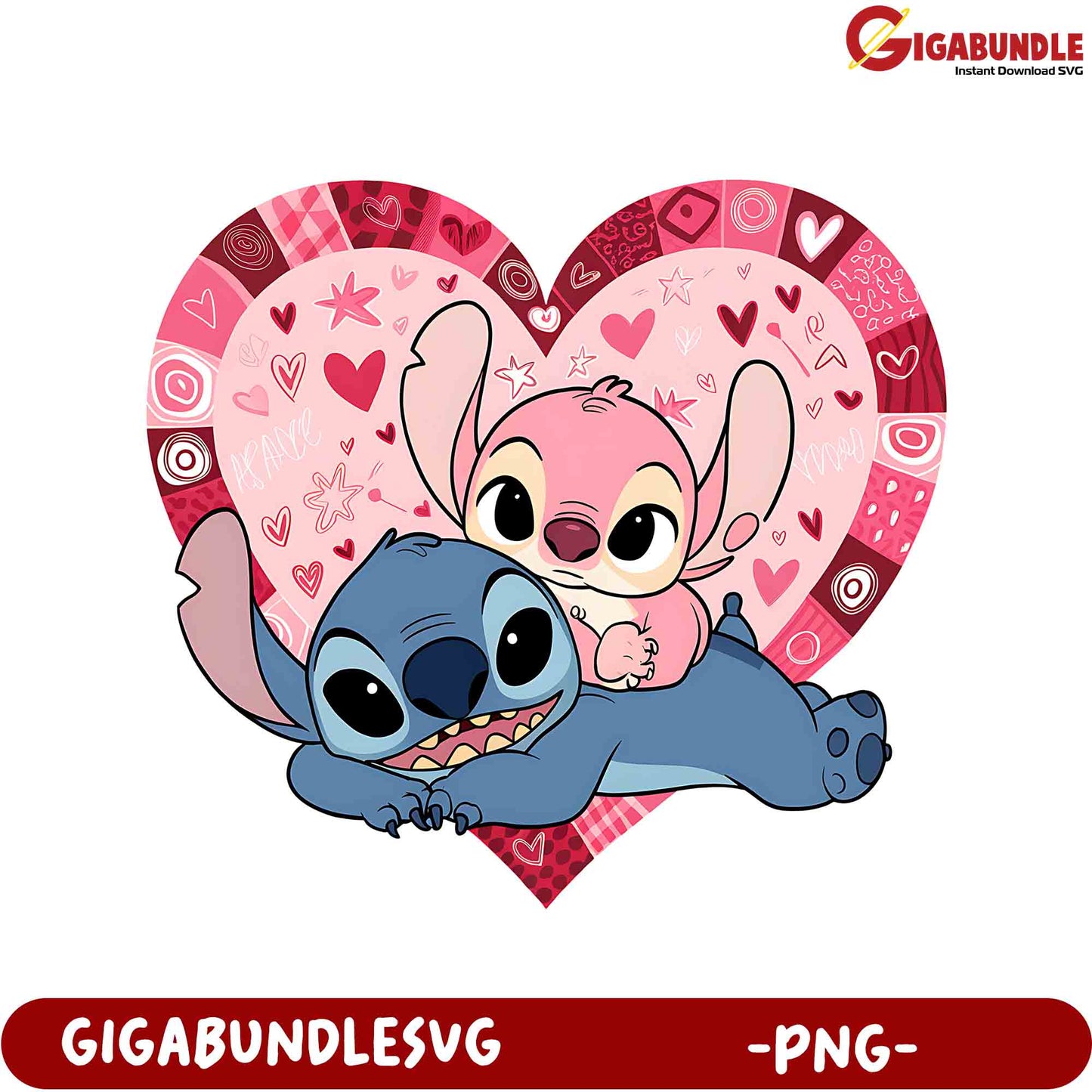 Adorable Stitch and Lilo Heart PNG – Perfect for Valentine’s Crafts