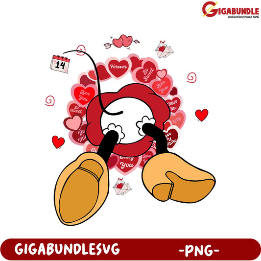 Adorable Valentine's Day PNG Art with Hearts and Love Messages