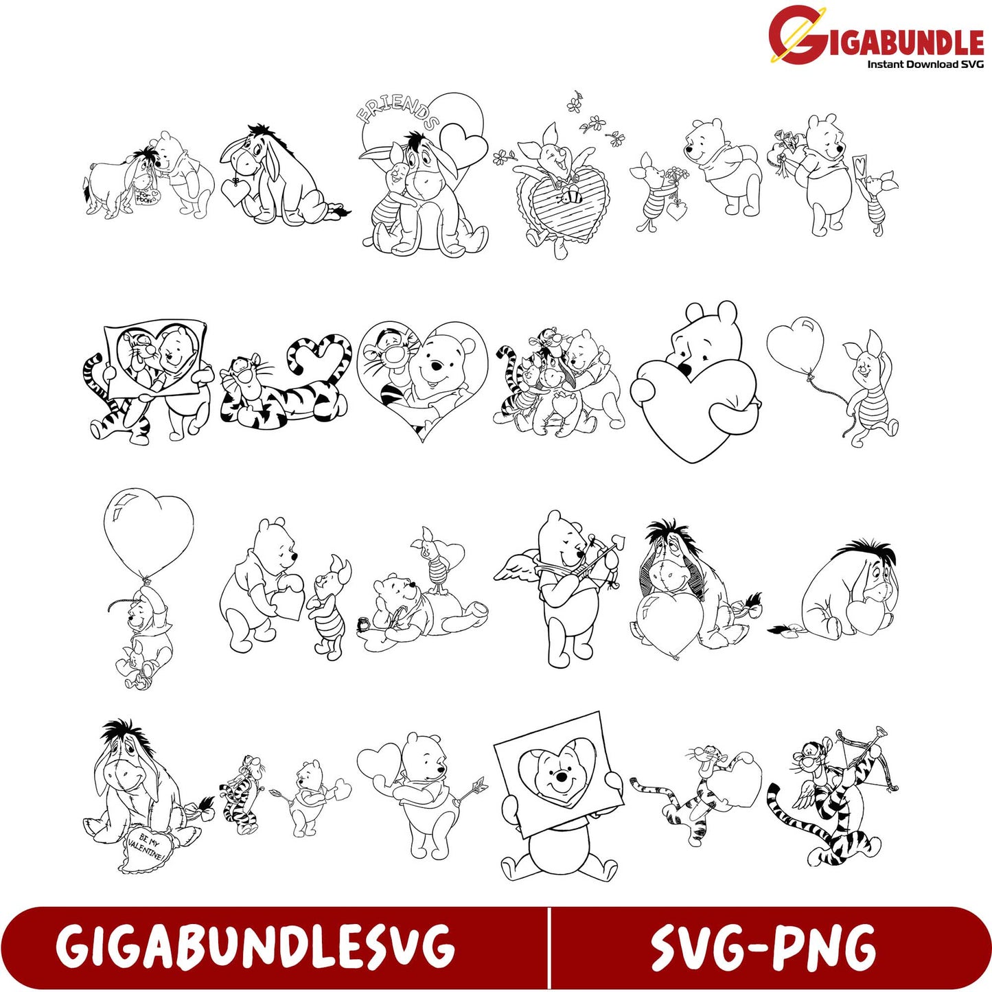 Adorable Winnie the Pooh SVG Bundle - Instant Downloadable Set