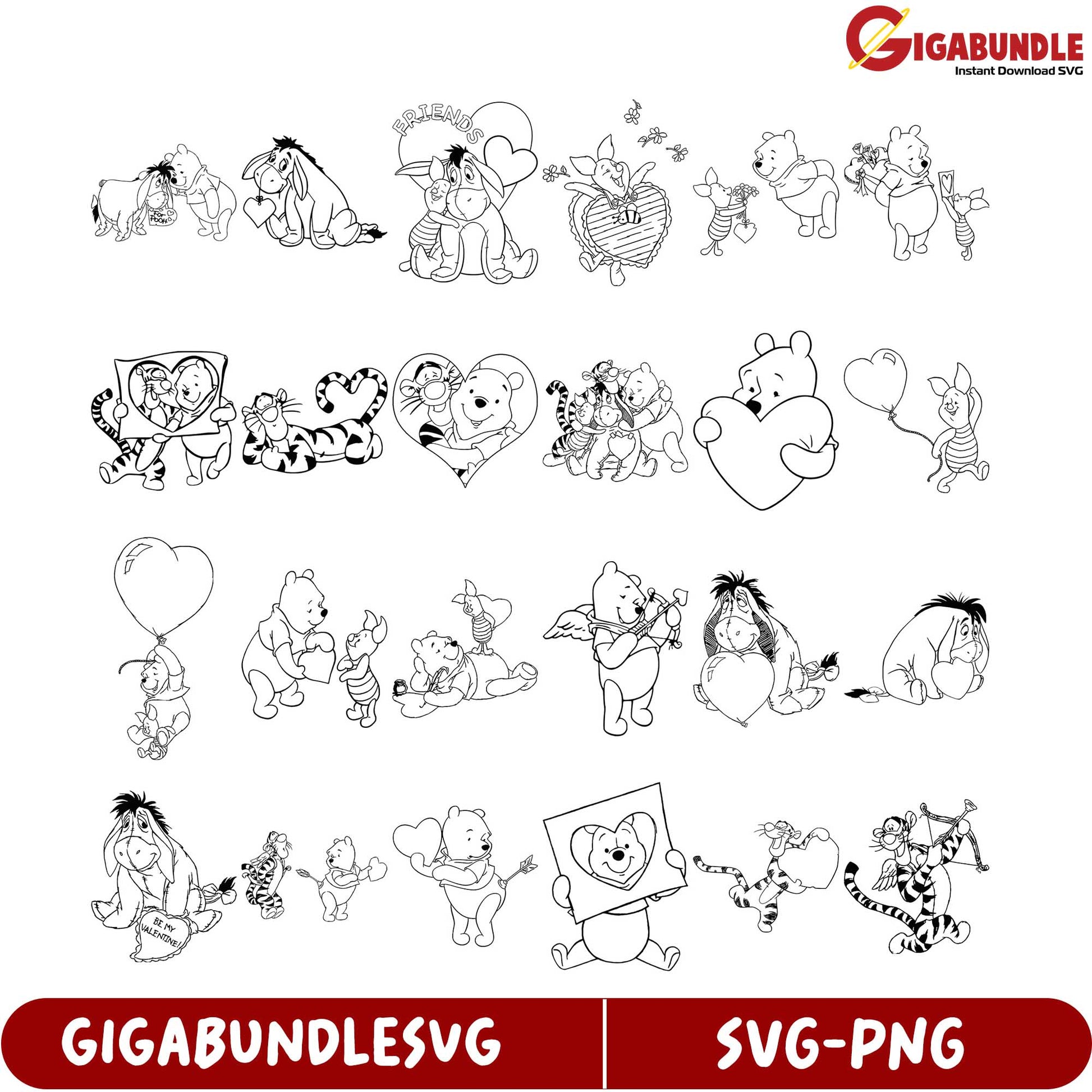 Adorable Winnie the Pooh SVG Bundle - Instant Downloadable Set