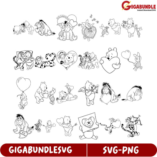 Adorable Winnie the Pooh SVG Bundle - Instant Downloadable Set
