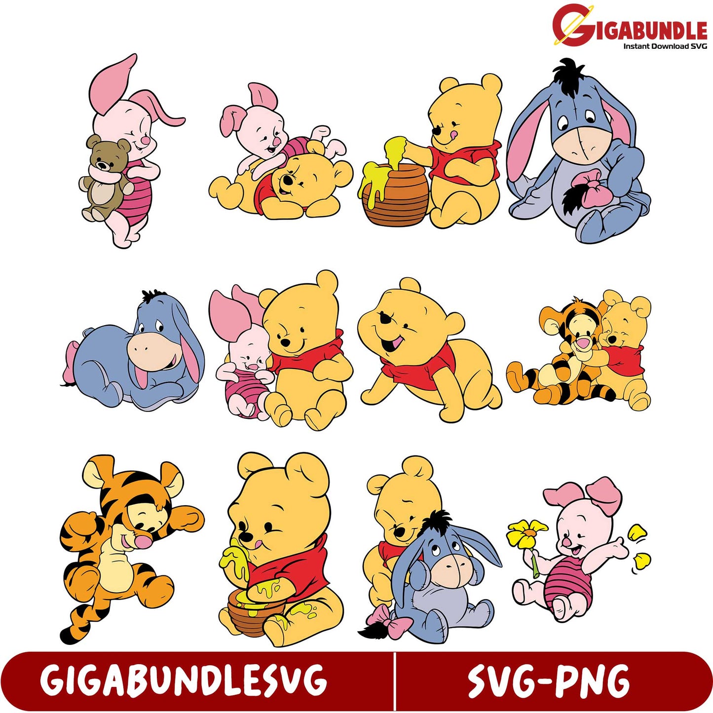 Adorable Winnie the Pooh SVG Bundle for Creative Projects