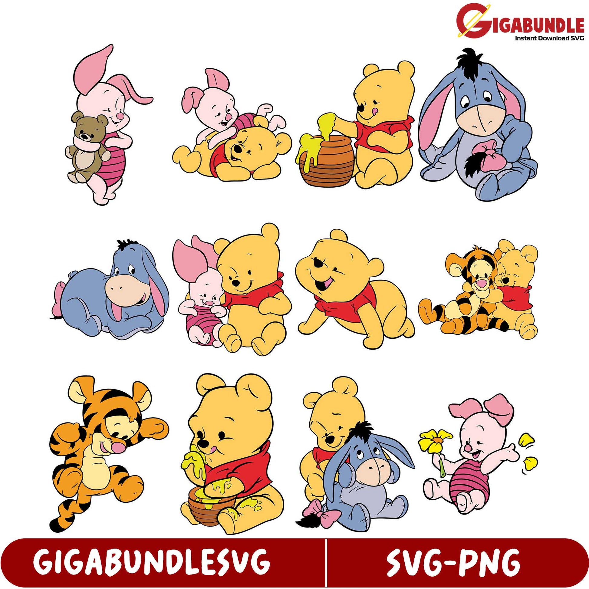 Adorable Winnie the Pooh SVG Bundle for Creative Projects