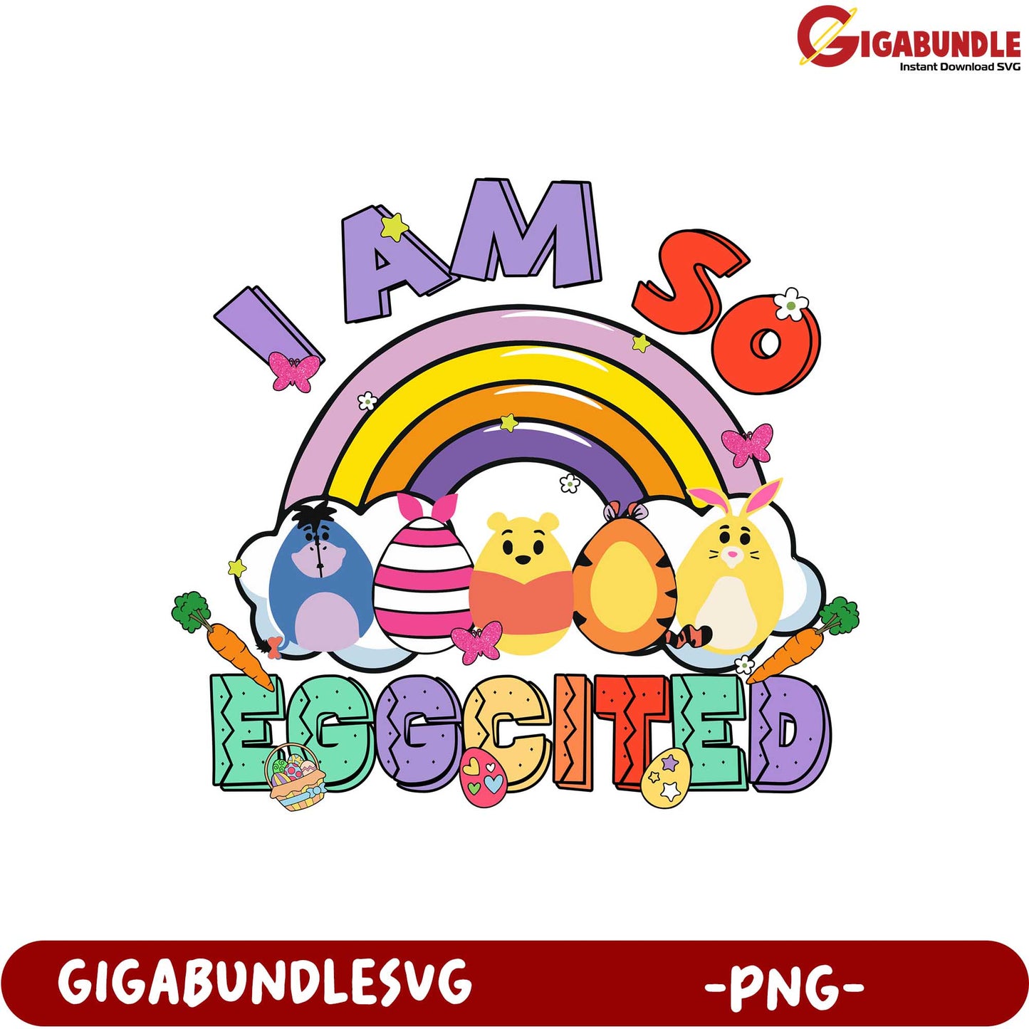 Adorable 'I Am So Eggcited' Rainbow PNG for Spring Celebrations