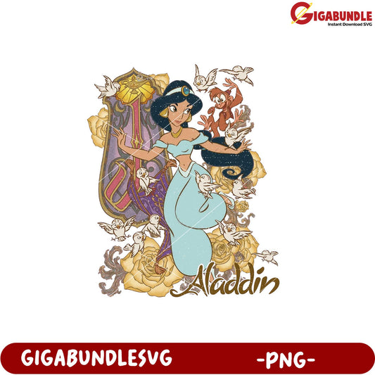 Aladdin Jasmine Art PNG Downloadable Joyful Design