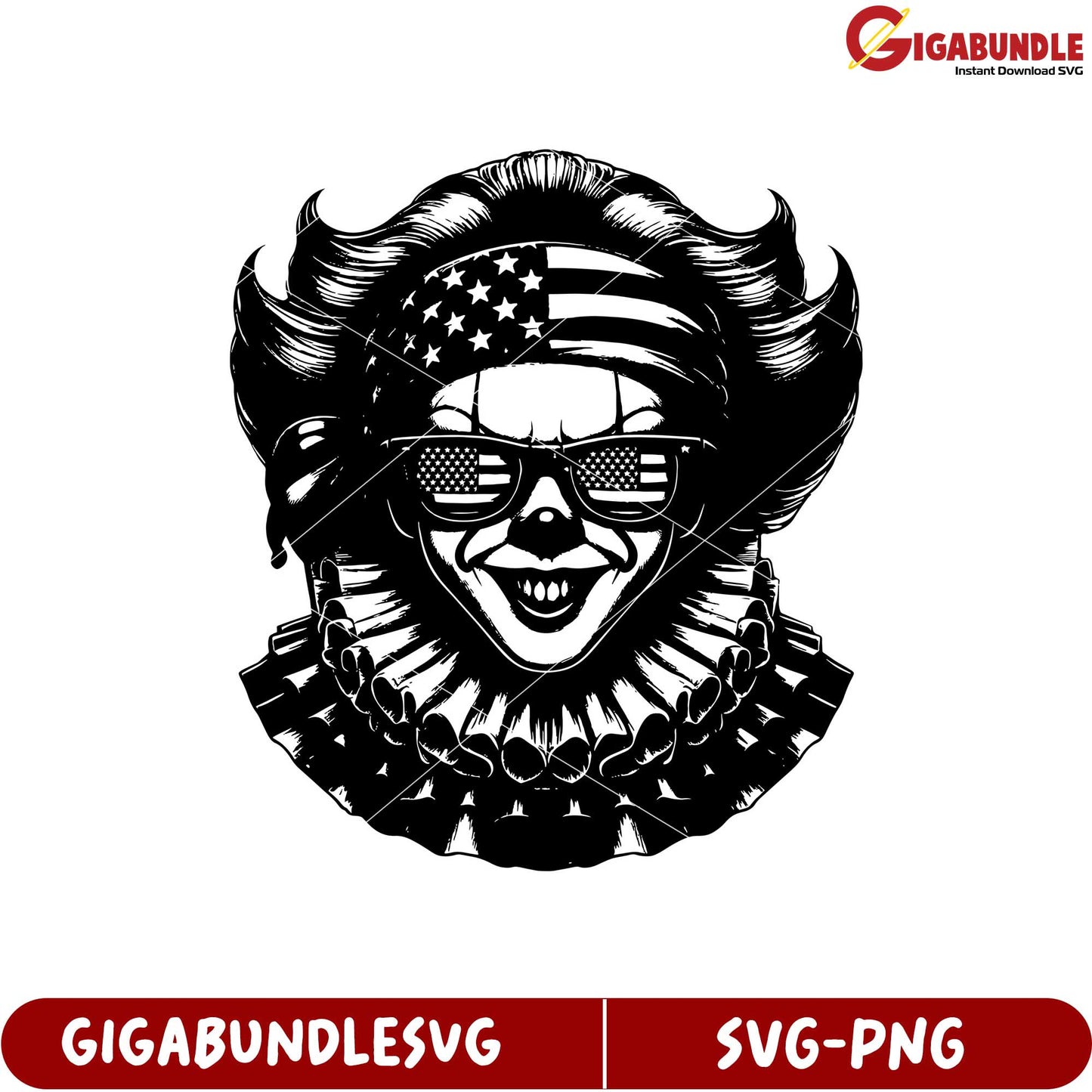 American Themed Clown Graphic Design for SVG and PNG Format Downloads