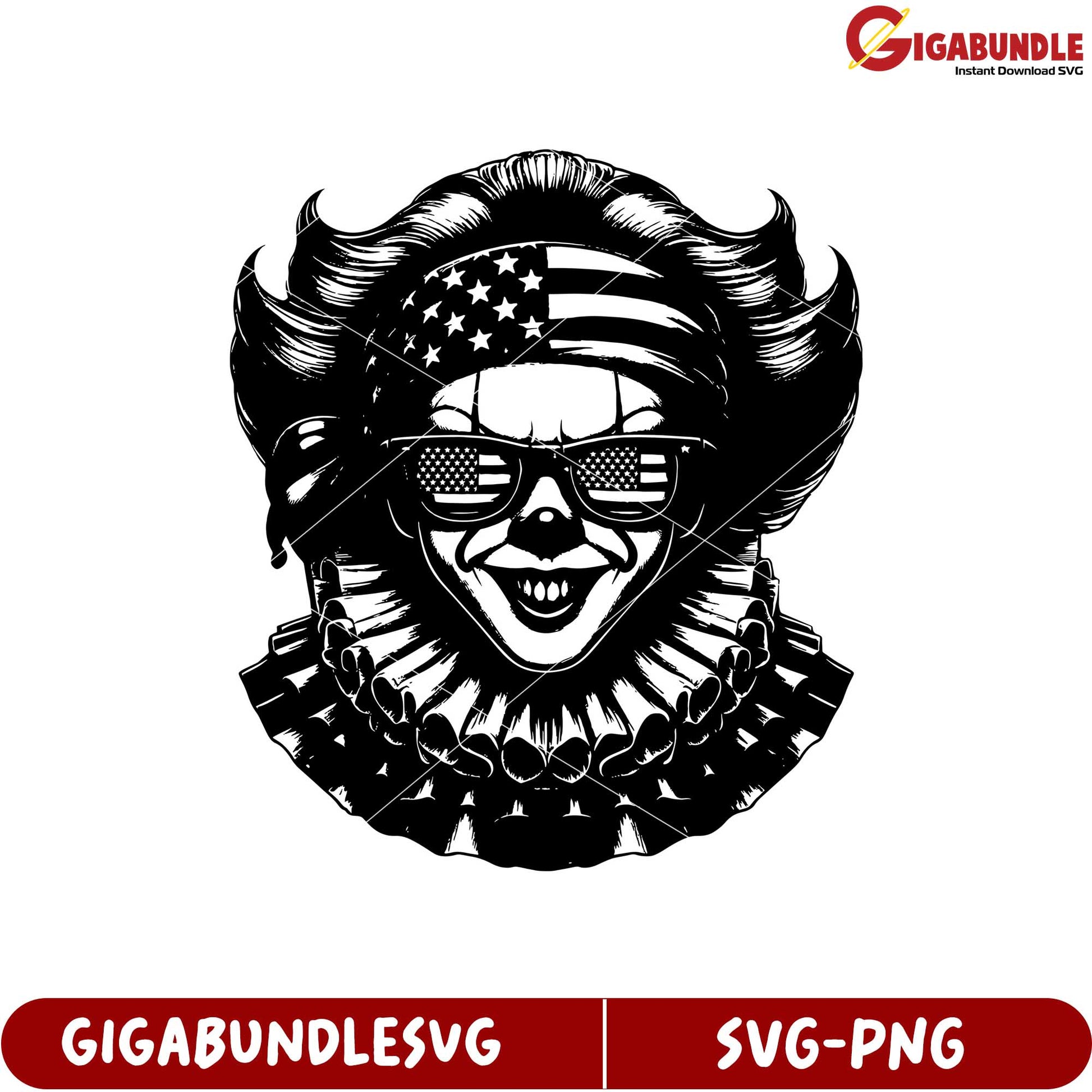 American Themed Clown Graphic Design for SVG and PNG Format Downloads