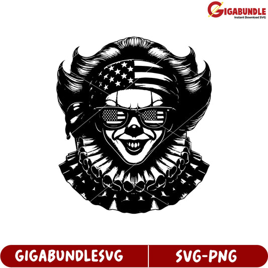 American Themed Clown Graphic Design for SVG and PNG Format Downloads