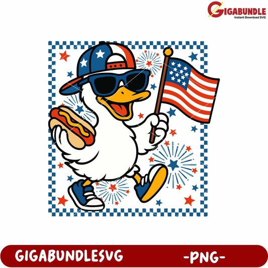 American boy png, patriotic boy png, funny goose png