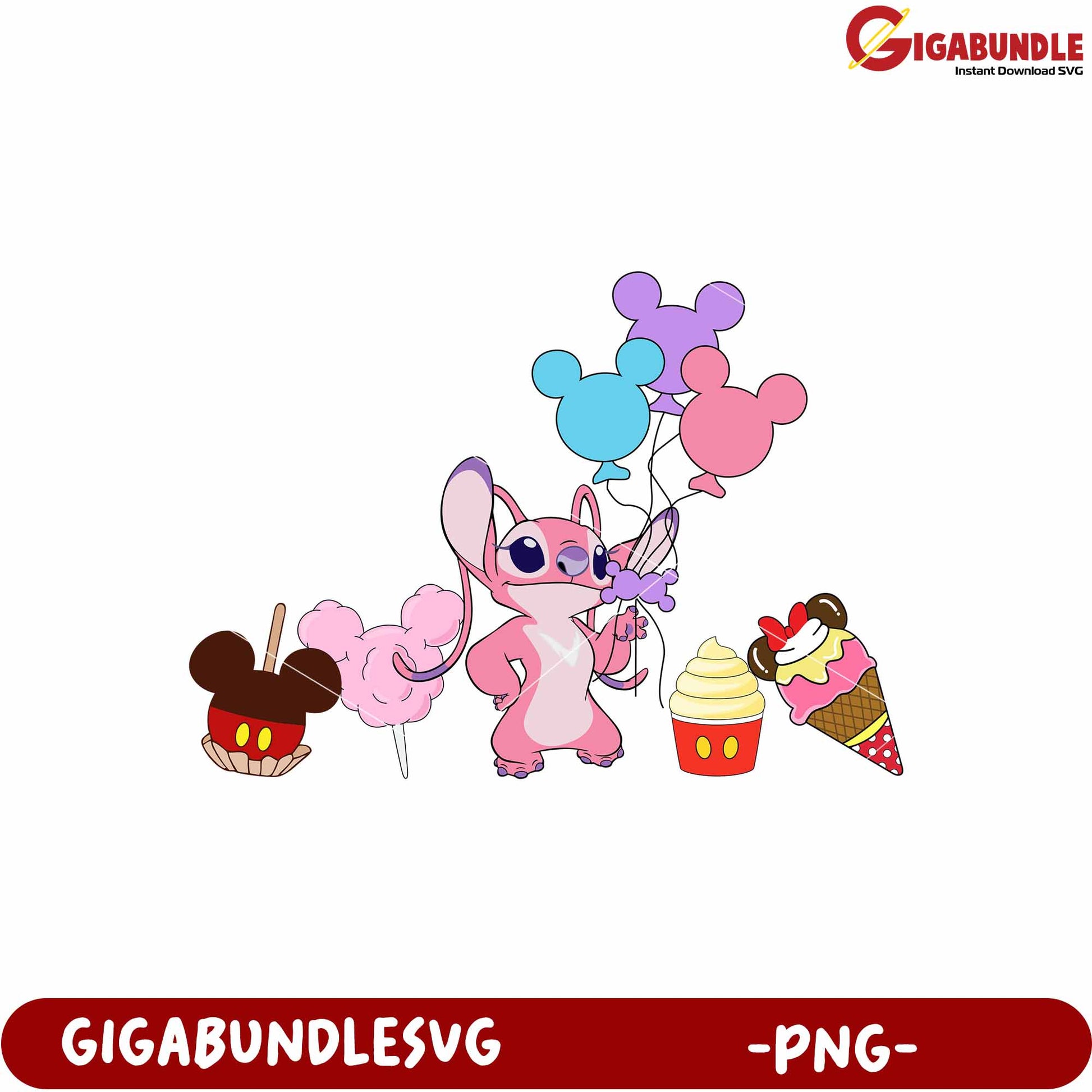 Angel and the ice cream png, lilo and stitch dessert png, cute angel  png