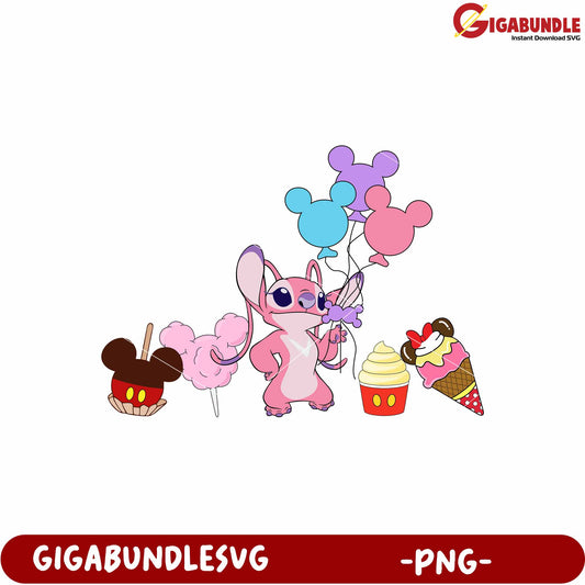Angel and the ice cream png, lilo and stitch dessert png, cute angel  png