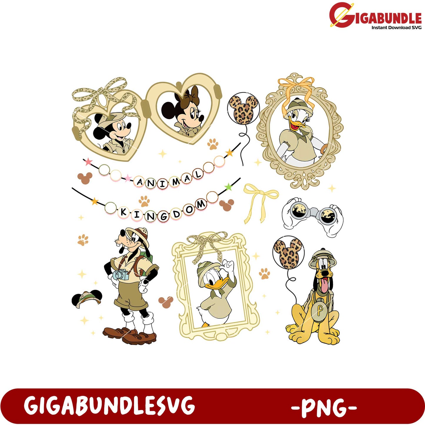 Animal Kingdom Character Frames and Decorations PNG Design