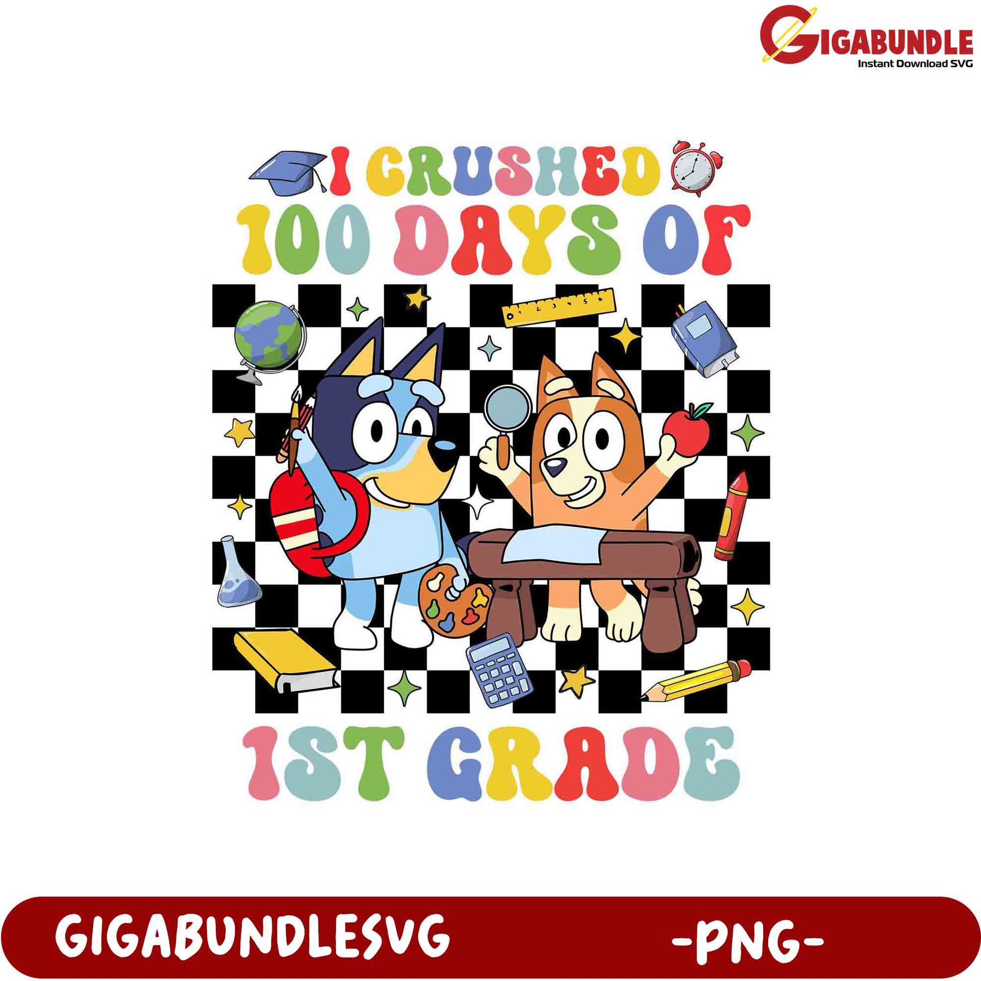 Awesome 100 Days of 1st Grade Celebration PNG Design