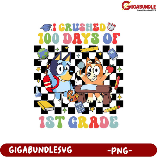 Awesome 100 Days of 1st Grade Celebration PNG Design