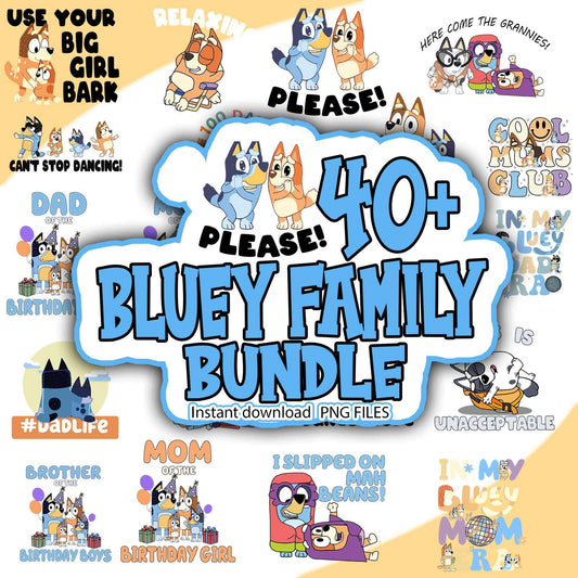 Bluey Family Bundle Png- Instant Download