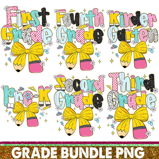 Back To School Bundle Png, Coquette Teacher Pencil Bow Png