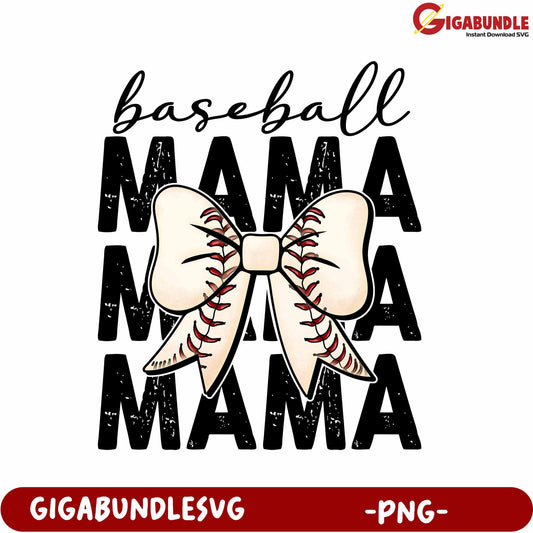 Baseball Mama Bow PNG Graphic for Cute Sports Gifts