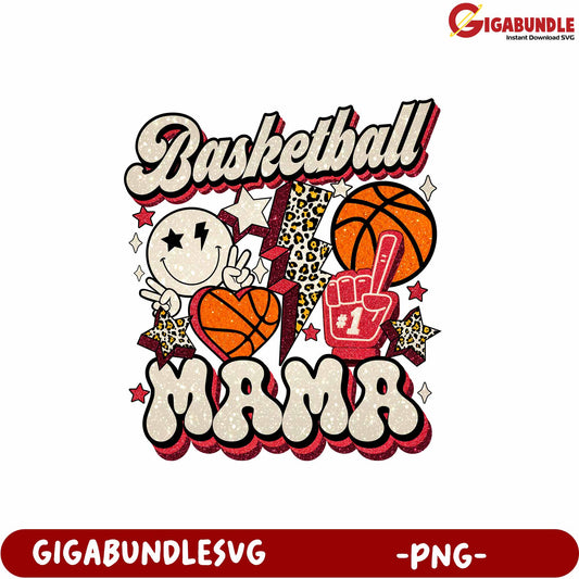 Basketball Mama Glitter Graphic PNG for Sports Apparel and Crafts