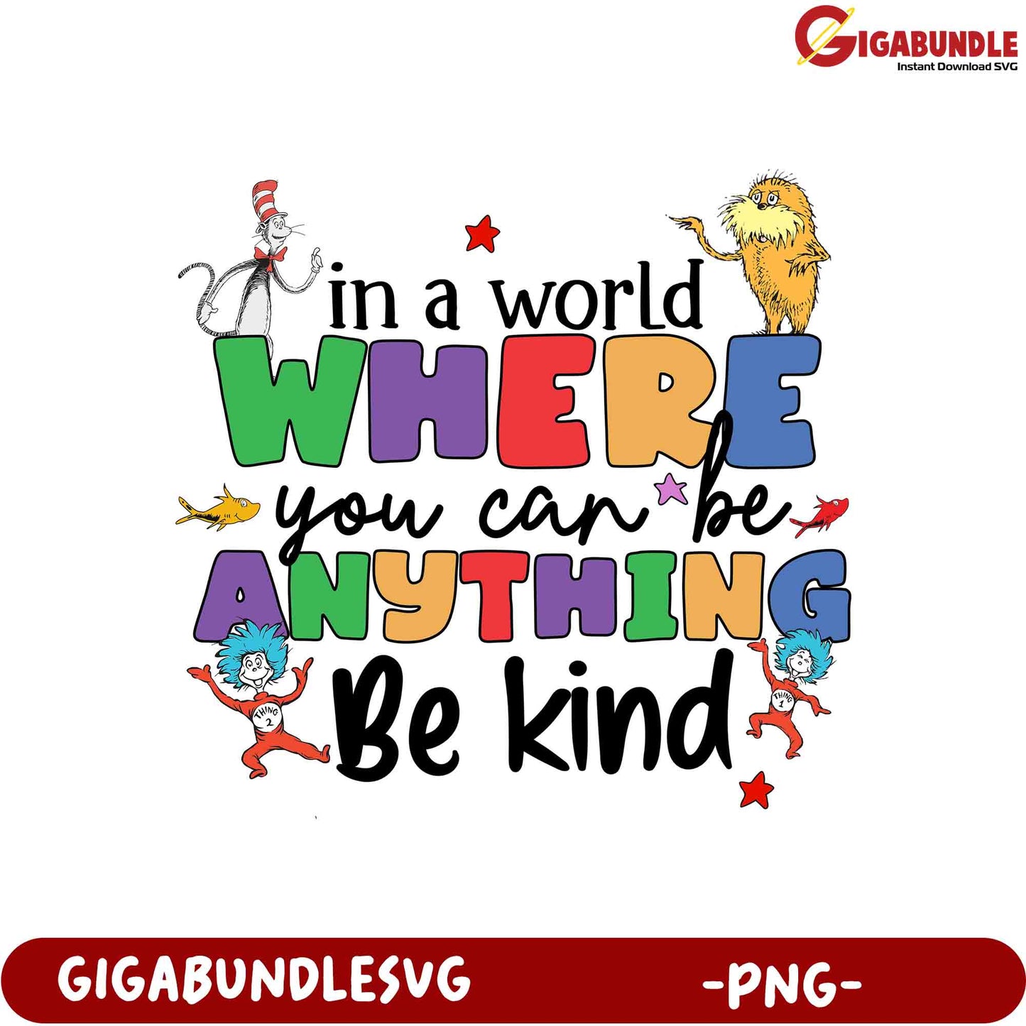 Be Kind Colorful Inspirational Quote PNG Design