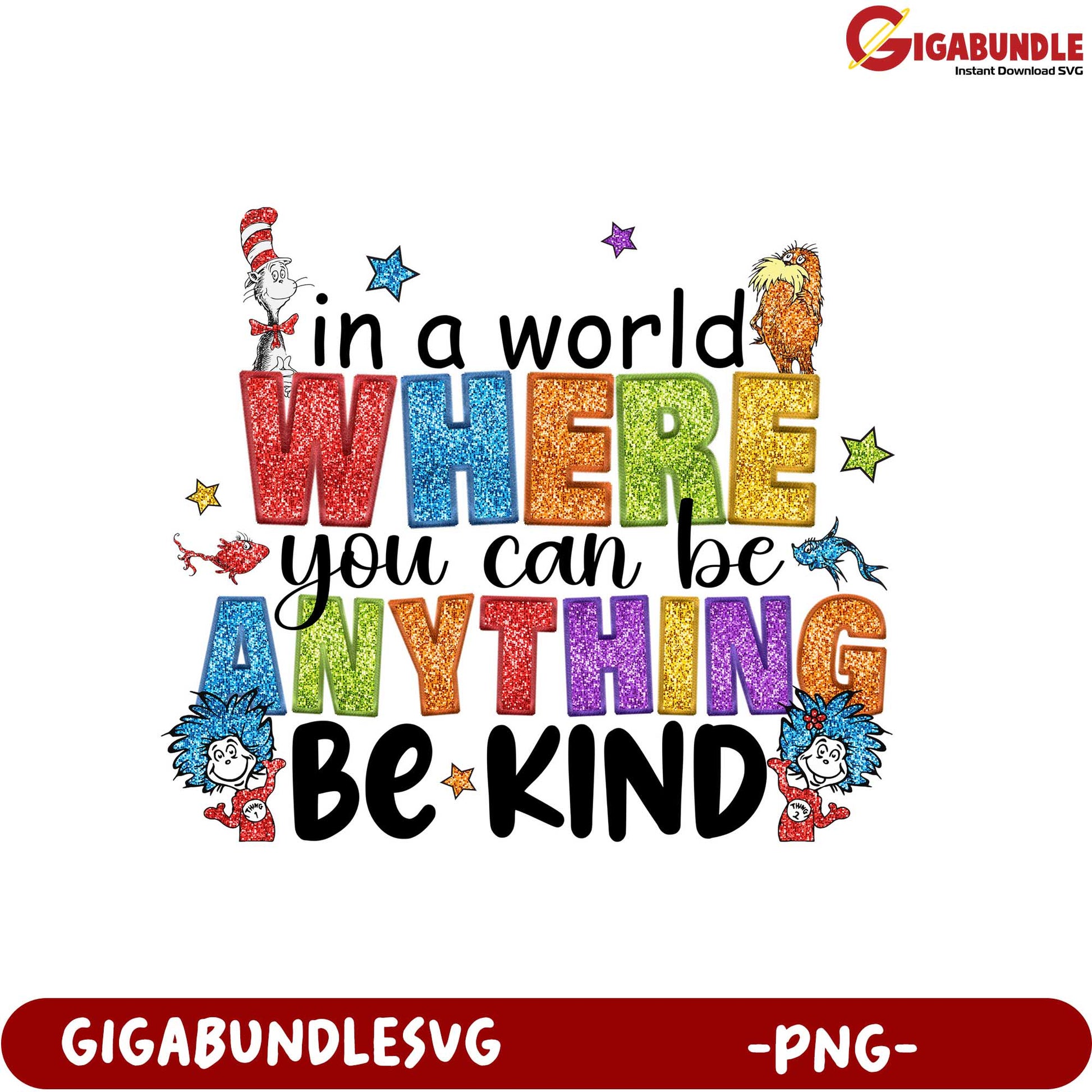 Be Kind Colorful Inspirational Quote PNG for Creative Projects