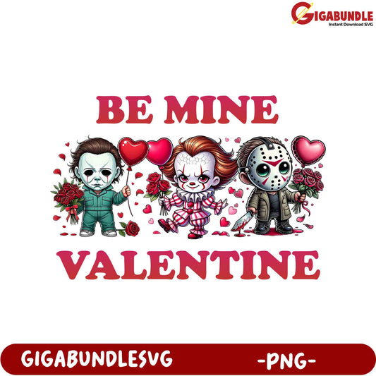 Be Mine Valentine - Cute Horror Character PNG for Valentine's Day Fun