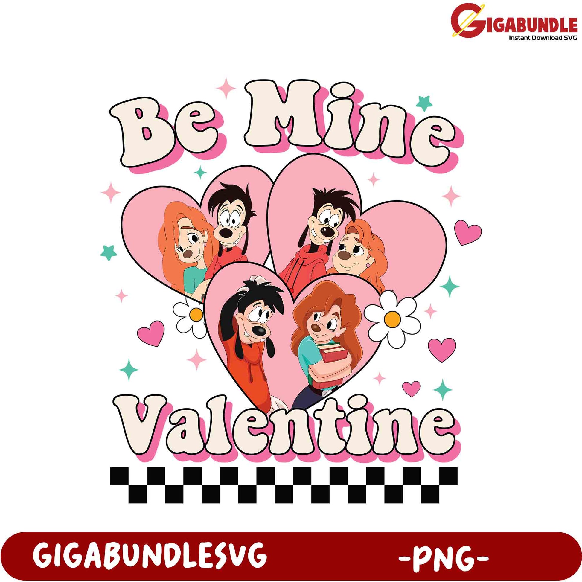 Be Mine Valentine PNG Design with Cartoon Characters - Perfect Gift!