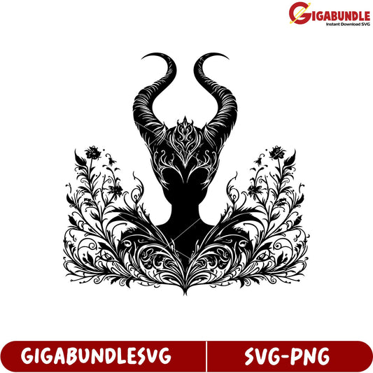 Beautiful Floral Horned Silhouette Design in SVG Product Format