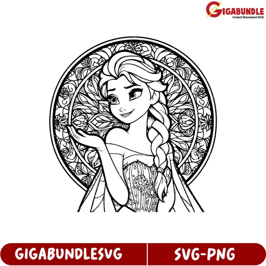 Beautiful Frozen Princess Artwork SVG Format for Creative Projects