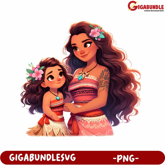 Beautiful Mother Daughter Duo PNG Artwork for Instant Download