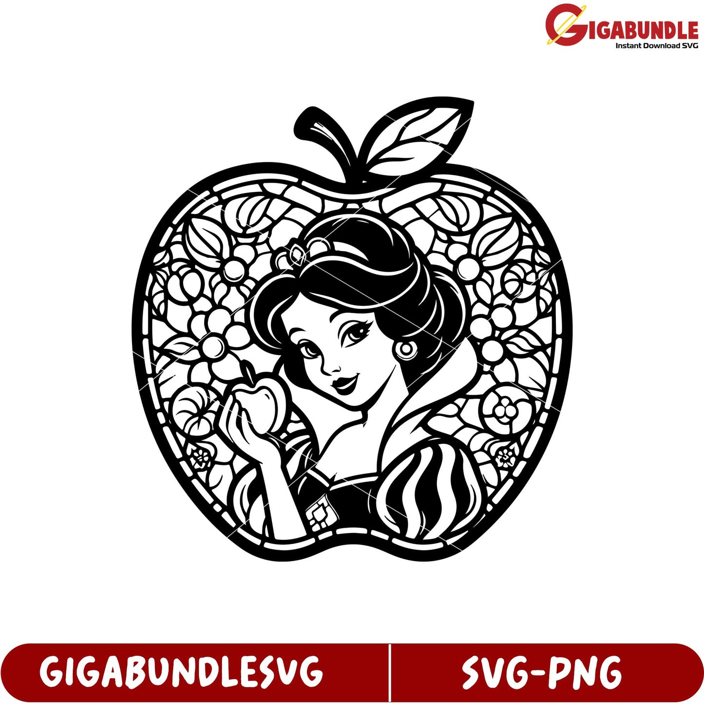 Beautiful Princess Apple SVG Design for Crafting and Creative Projects