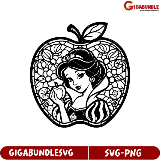 Beautiful Princess Apple SVG Design for Crafting and Creative Projects