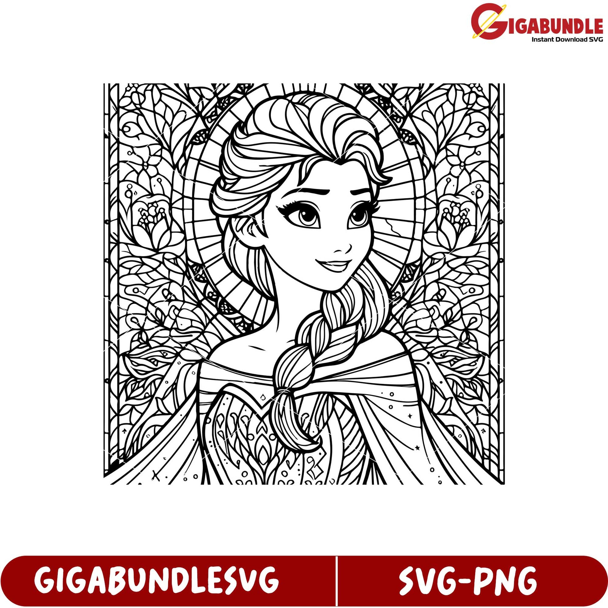 Beautiful Princess Coloring Page SVG for Creative Artistic Projects