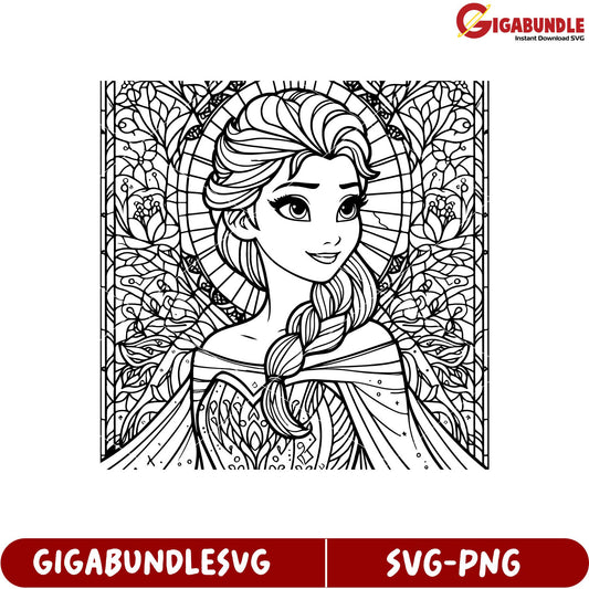 Beautiful Princess Coloring Page SVG for Creative Artistic Projects