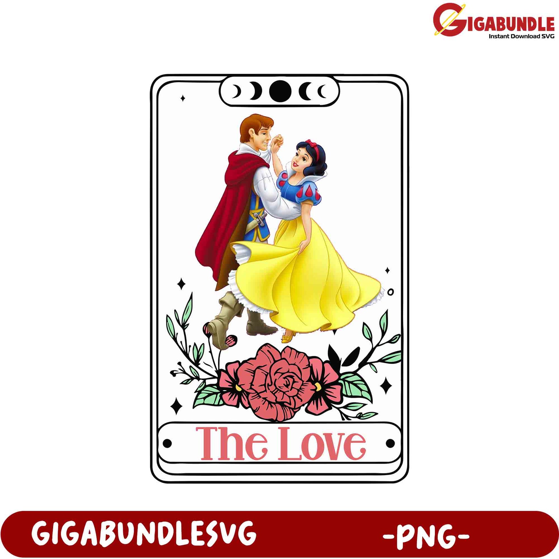 Beautiful Snow White and Prince Charming Love PNG Art for Decor