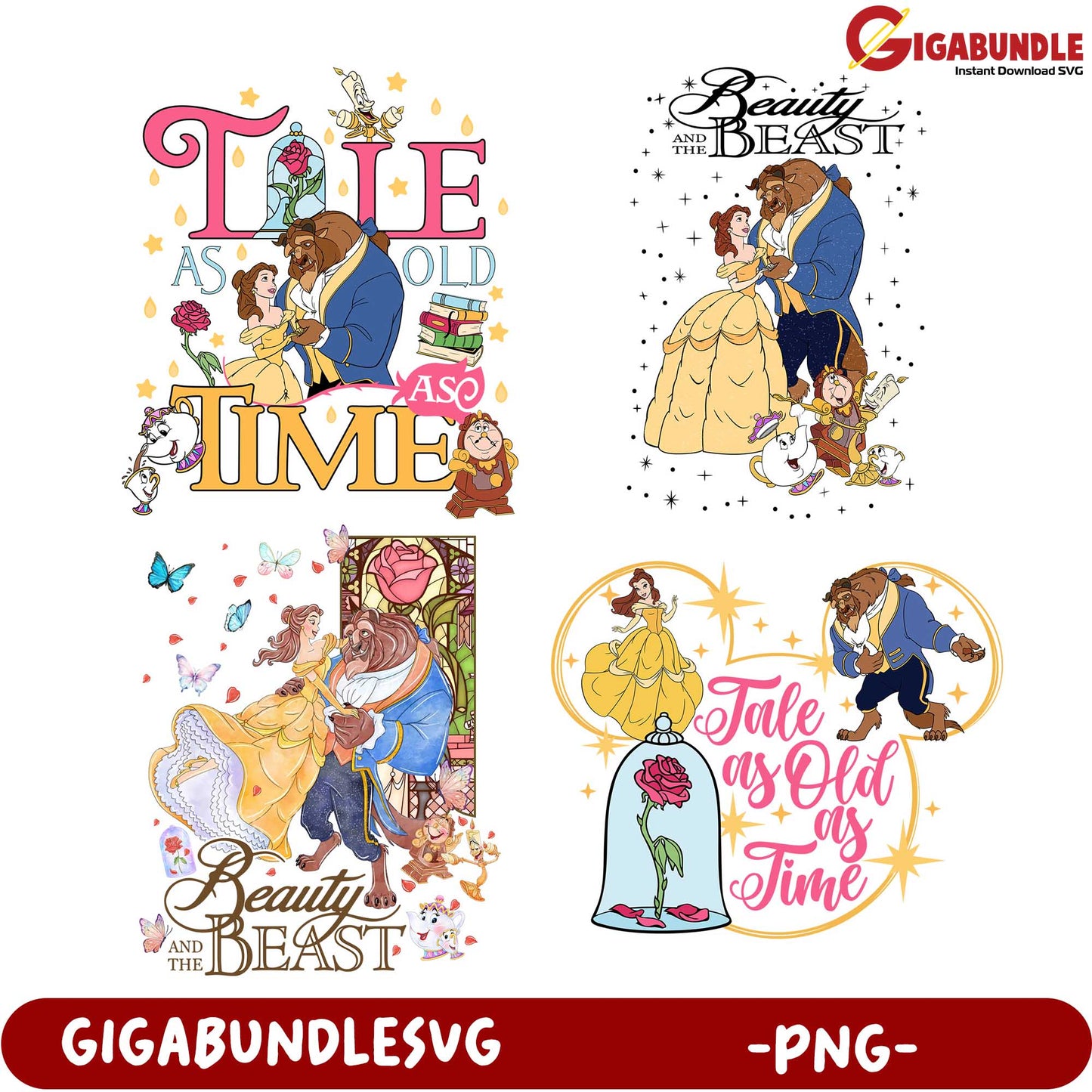 Beauty and the Beast PNG Bundle - Tale as Old as Time Designs