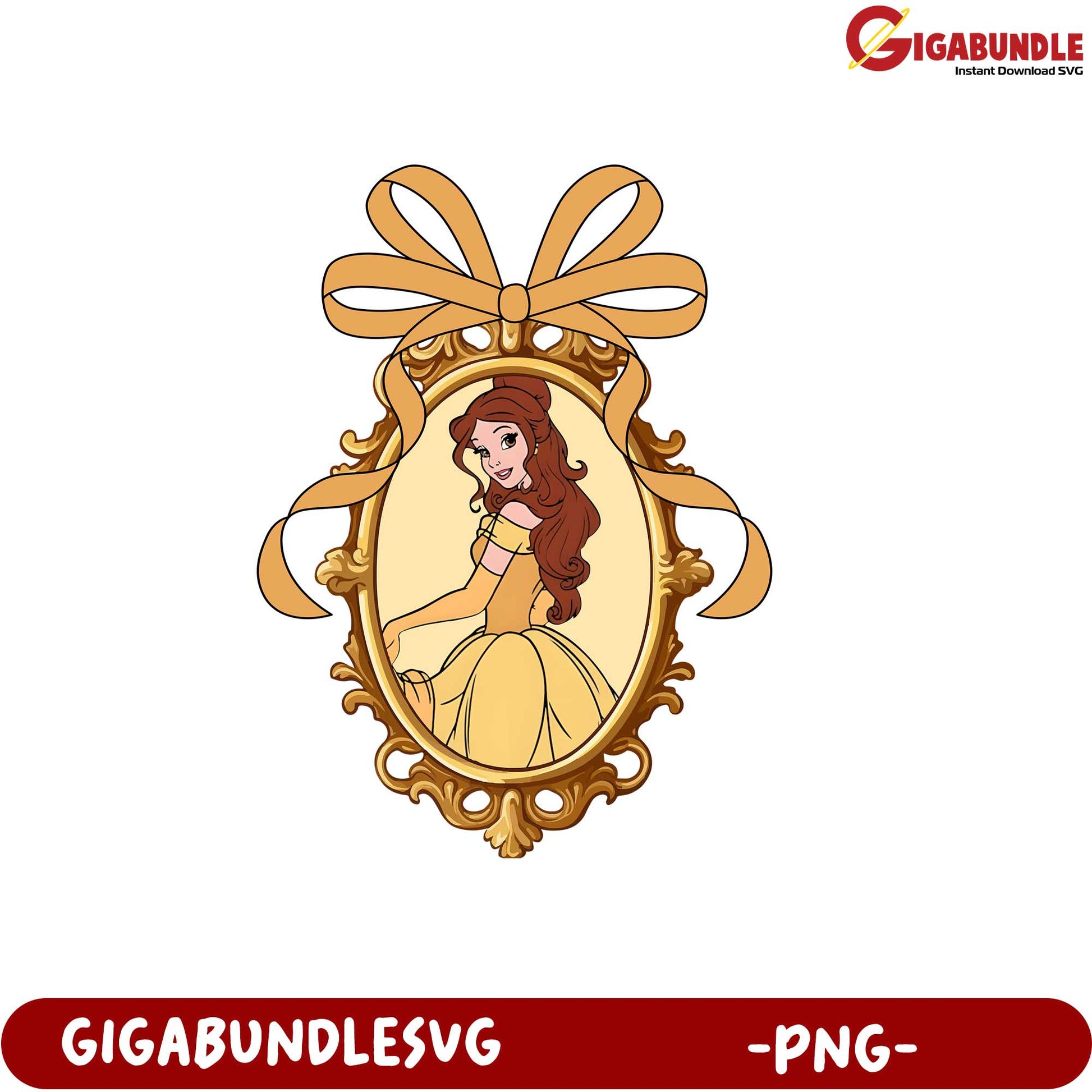 Belle Cartoon Character Framed Artwork PNG File for Crafts and Design