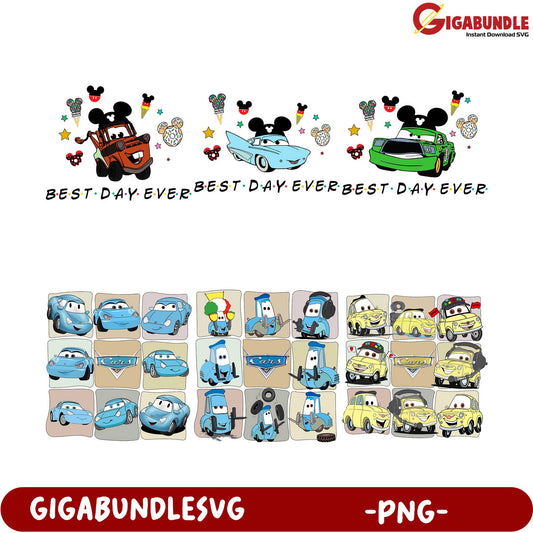 Best Day Ever PNG Bundle - Disney Cars Theme for Print