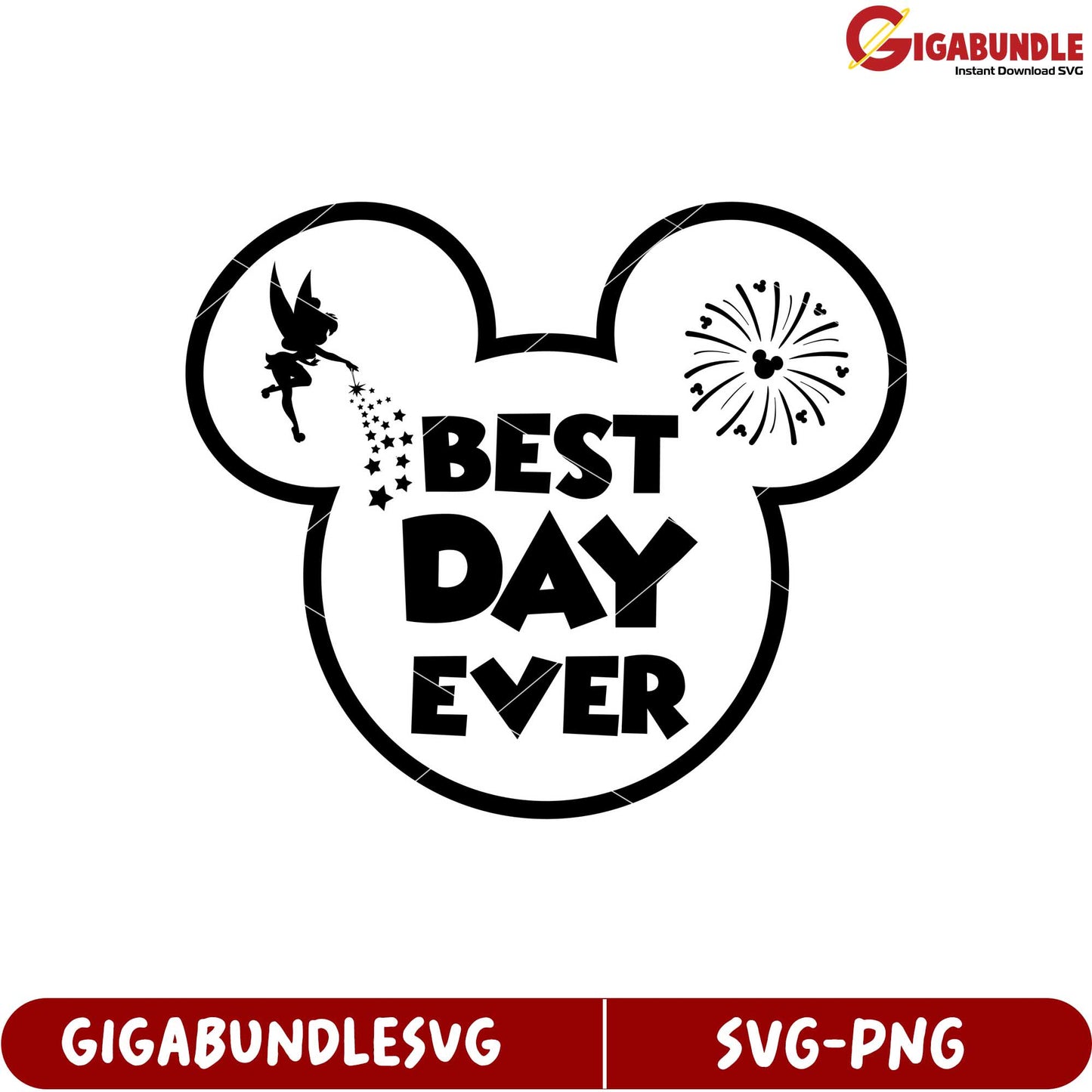Best Day Ever SVG Design with Mickey Mouse Ears and Fairy Elements