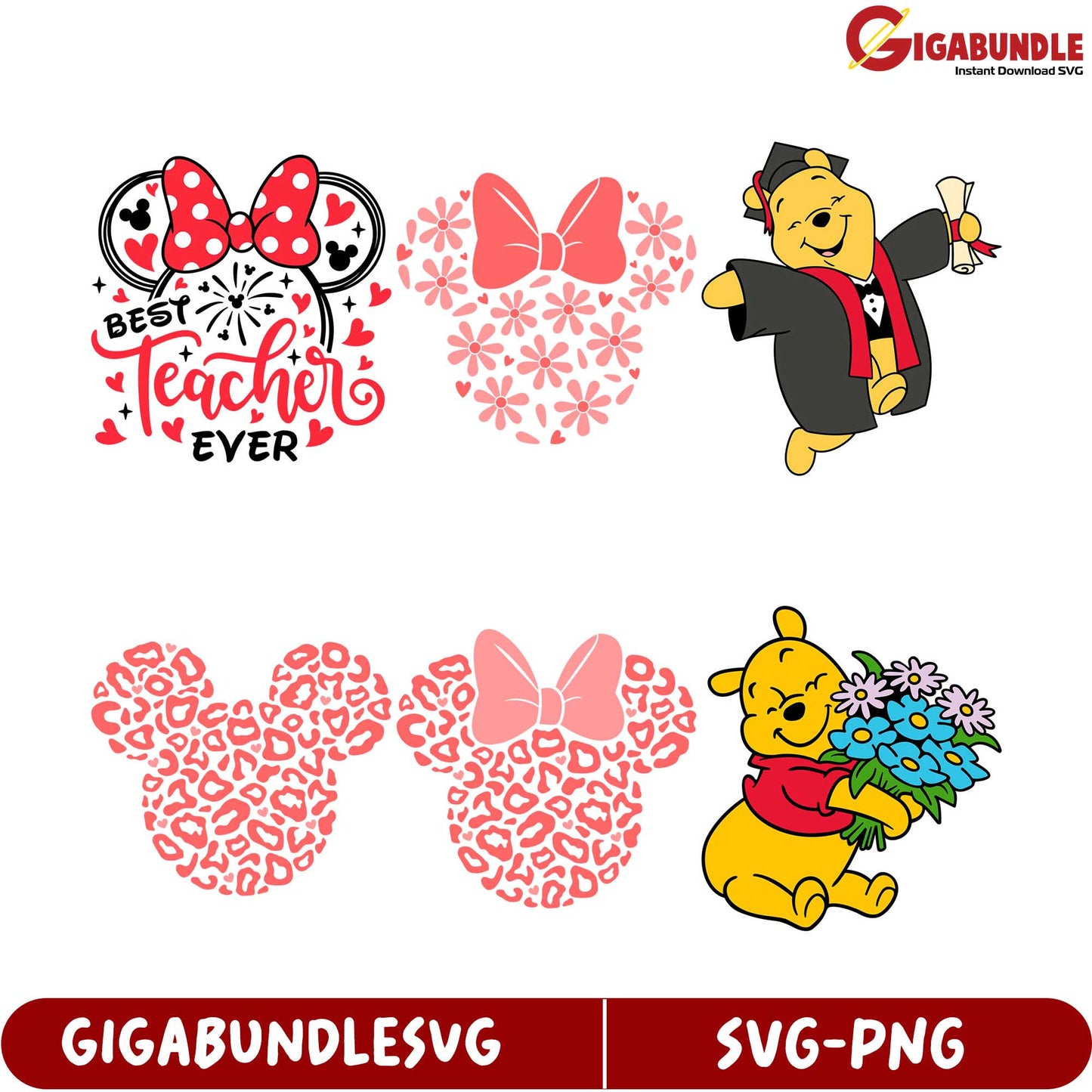 Best Teacher Ever SVG Bundle - Cute Disney-Inspired Designs