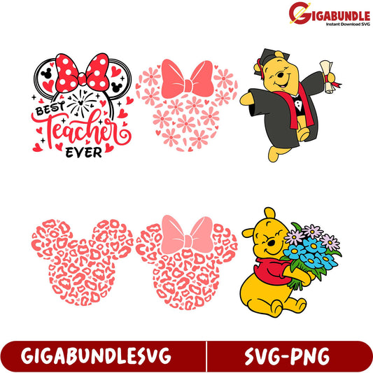 Best Teacher Ever SVG Bundle - Cute Disney-Inspired Designs